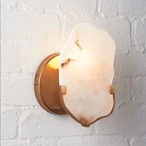CB2 Raw Edge White Alabaster Brass Wall Sconce